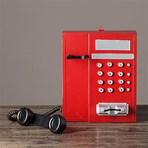 Meiiron Metal Telefone decorativo, Telefone antigo vermelho criativo Retro Decorativo Telefone Telefone Decoração de Cafe