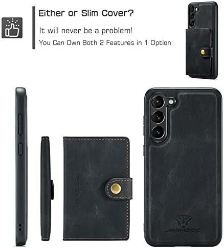 Caixa de telefone da carteira ZINALOP 2-em-1 para Sumsang S23 6.1 , capa protetora de capa de couro PU de luxo com magnético [suporte de cartão]