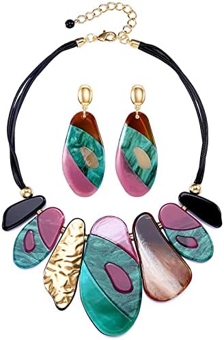 Tovaba colar de declaração acrílica para mulheres de colar de colar de bibra de resina de resina ou presente de jóias para mulheres