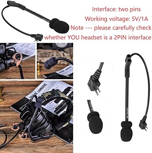 Microfone de vídeo externo, Z Tactics Microfone, microfone para fone de fone de fone de redução de ruído COMTAC II, para Armorwerx/Peltor Comtac