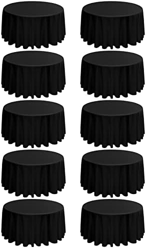 Rewomc 10 mochilas redondas - 120 polegadas, tampa de mesa de poliéster preta para mesa redonda, toalha de tecido lavável