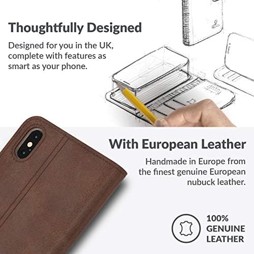 Snakehive iPhone X/XS Wallet vintage || Caixa de telefone da carteira de couro genuína || Couro real com visualização e suporte