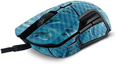 Mightyskins Fibra de carbono Compatível com a Steelseies Rival 5 Gaming Mouse - Gangue de golfinhos | Acabamento protetor de fibra de carbono texturizada e durável | Fácil de aplicar e mudar estilos | Feito nos Estados Unidos