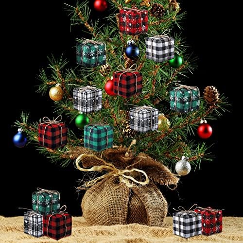 60 peças Árvore de Natal Mini caixas de cores variadas caixas presentes ornamentos de árvore de natal