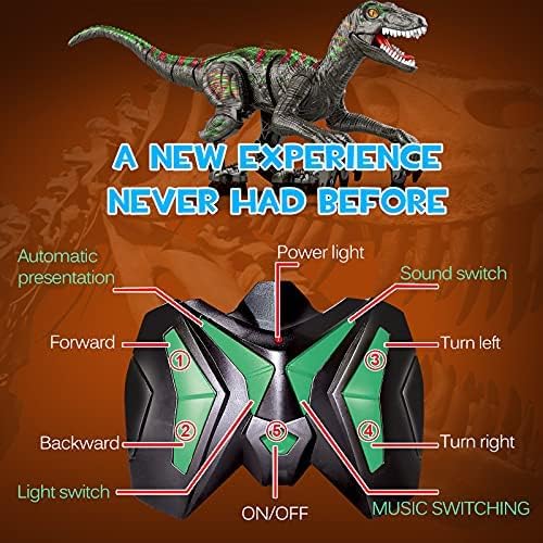 Happitry Remote Control Dinosaur Toys for Kids Boy 5-7 4-7 8-12, Robot interativo Dino Toy 3 4 5 6 7 8 anos menino, Big RC Velociraptor Gretos de brinquedo com rugido de luz realista, 2,4g recarregável