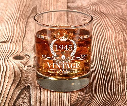 Presentes de aniversário de 78 anos de 78 anos para homens, vintage 1945 Glass de uísque engraçado 78 presentes de aniversário