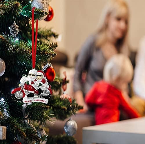Topfunyy 2022 Papai Noel Ornamentos, Sr. e Sra. Claus Ride Motorcycle Ornament para decorações de árvores de Natal penduradas presentes