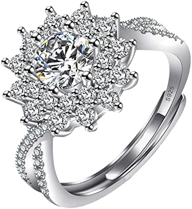 Anéis femininos Moda Moissanite Ring Open Ajuste Ajustável Anel de Diamante simulado para anéis de noivado de namorada Jóias promessas de joias