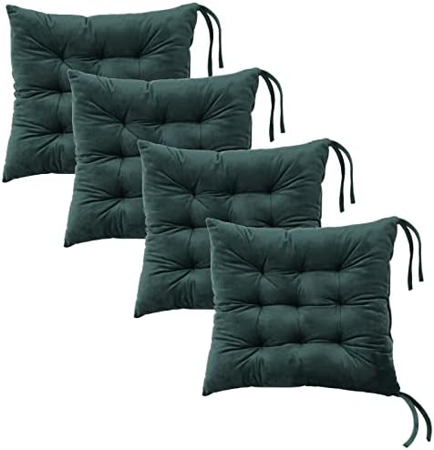 Conjunto de almofadas de cadeira 4 quadradas almofadas de assento interno travesseiros com laços macios e confortáveis ​​não