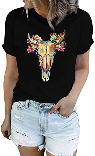 Camisetas femininas, engraçadas de bovinos altos e engraçados cowgirl de camiseta de cowgirl tee tee de fazenda vitalada casual