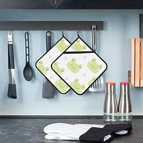 Toalha de cozinha com o olho grande e verde com os suportes de panela resistente a calor tape