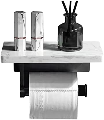Porta de papel higiênico Kaile com prateleira natural de mármore, SUS304 Montagem de parede de aço inoxidável, suporte para papel higiênico de banheiro do banheiro para rolos normais e rolos jumbo.…