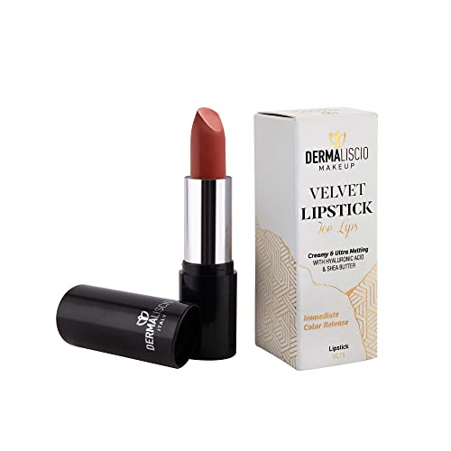 Dermaliscio Velvet Lipstick | Longo duradouro, acabamento fosco, cremoso e ultra fusão com ácido hialurônico e butter Shea
