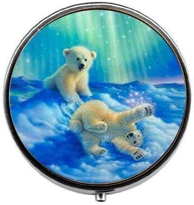 Caixa de comprimidos de arte de urso polar, caixa de doces vintage jóias jóias de vidro de vidro