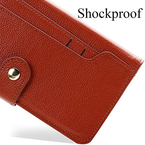 Koeok Wallet Case para iPhone 14 Pro Max, suporte de cartão de couro genuíno premium Magnetic Folio Stand Flip Case Chefe de choque