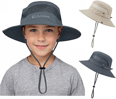 Kids Sun Hat para meninos meninos menino ao ar livre Hat chapéu upf 50+ Kid Chapéu de praia Brim Kid Bucket Chaping Fishing Safari