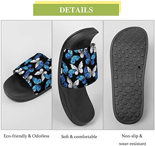 Sandálias de borboletas azuis não deslizam chinelos de dedo do pé para massagem banheira de spa de chuveiro