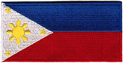 Cypress Collectibles - Philippines Flag Patch - Appliques bordados premium - Patches asiáticos de fixadores da marca Velcro® -Brand - Dimensões: 3,5 x 1,75