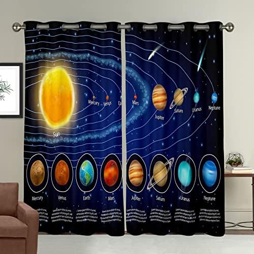 Cortinas do sistema solar Cortinas de espaço sideral da galáxia para quarto para crianças meninos universo planetas cortinas