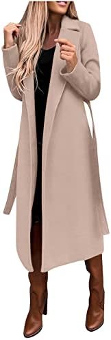 Wozvali Ladies Faux Blouse Blouse fina de casacos finos Jaqueta longa jaqueta feminina de manga comprida com jaqueta de