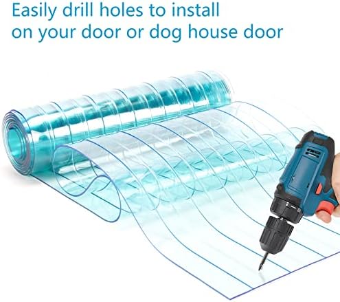 Abas de porta de vinil de plástico hidrosil para casa de cachorro DIY - 8 'x 12 , azul transparente, tiras de substituição de portas de cachorro, aba de porta de cachorro ou canil, instalação fácil