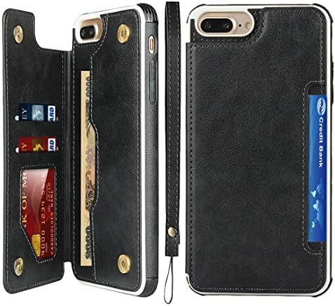 CAVER para iPhone 7 Plus iPhone 8 Plus Case com titular de cartão, estojo de carteira com titular de cartão de crédito