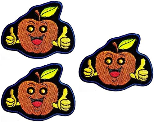 Personagens de desenhos animados bordados com frutas de maçã laranja Apliques Apliques On Sew On Emblem Roupas Costum