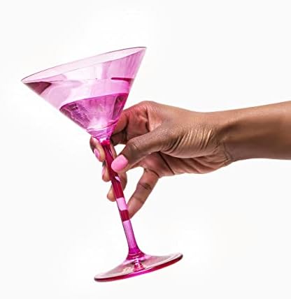 Dragon Glassware X Barbie Martini Glasses, rosa e magenta Vidro de cristal, barbeadores cosmopolitas e coquetéis, presente único e divertido para os amantes de Espresso Martini, capacidade de 8 onças, conjunto de 2
