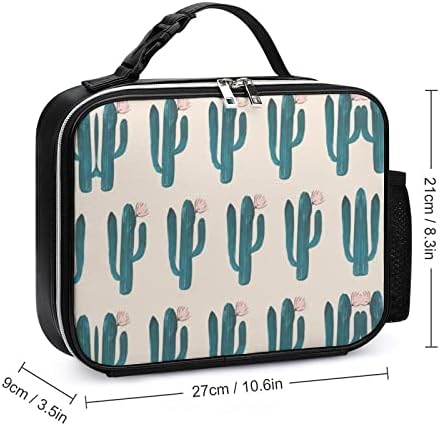 Cactus Print Lunchag Bag Couather Lunch Tote com maçaneta destacável e bolso lateral