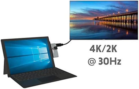 Linkup - Surface Pro 6 SD Compatível SD Card Reader Adapter Hub | 6-em-1 Placas de ancoragem | 4K HDMI Gigabit Ethernet SD/Micro SD