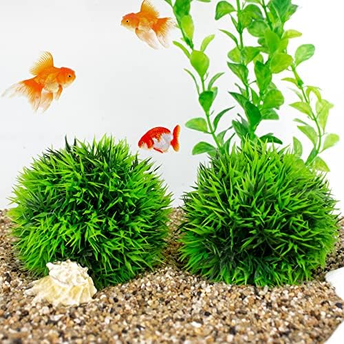 NW atacadista de 4 polegadas de 4 polegadas plantas para tanques de peixes - conjunto de 2 plantas verdes de bola de marimo