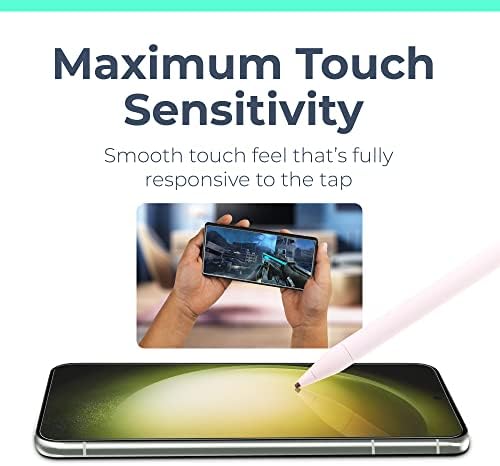 Teoria de potência projetada para o vidro temperado do protetor de tela Samsung Galaxy S23 5G [dureza 9H], kit de instalação fácil, 99% HD Bubble Free Clear, Case Friendly, Anti-Scratch, 2 pacote