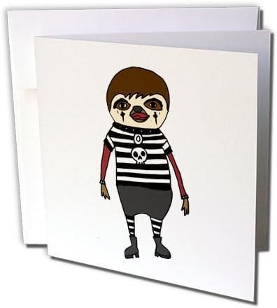 3drose All Smiles Art Funny - Funny Cool Goth Sloth com colar de crânio e botas desajeitadas - 12 cartões com envelopes