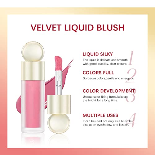 Velvet Liquid Blush, de aparência natural duradoura, fácil de misturar blusher