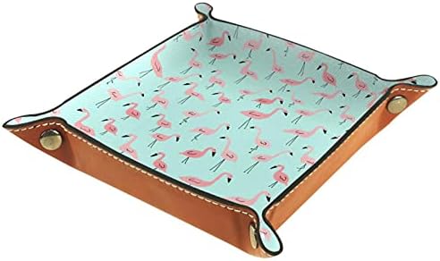 Tacameng rosa flamingo, caixas de armazenamento bandeja de manobrista de couro pequeno bandeja de cocôs de suportes para chave para