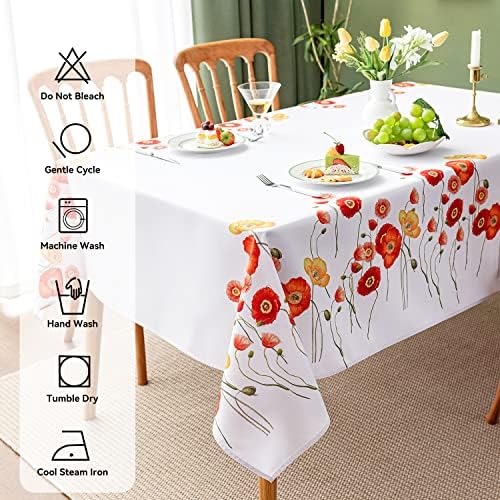 Toca de mesa de retângulo de primavera romântica - 60 x 104 polegadas - Decorativa de padrão floral de padrão floral resistente