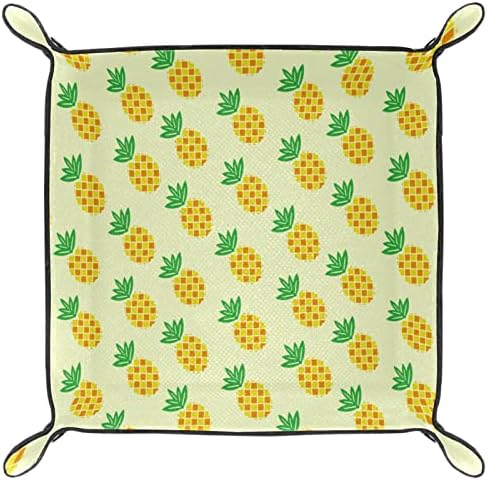 Lyetny amarelo abacaxi ananas padrão Viagem Bandejeira de bandeja de cabeceira de cabeceira Caixa de armazenamento Jóia de joalheria