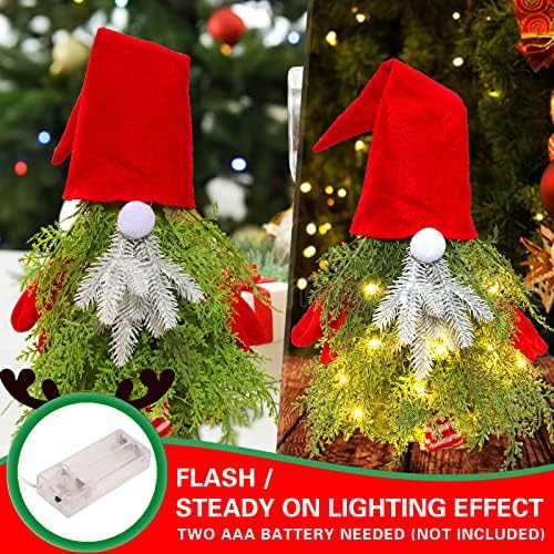 Pequena árvore de Natal com luzes, decoração de mesa de Natal de 18 polegadas, mini enfeites de árvore de Natal para decoração,