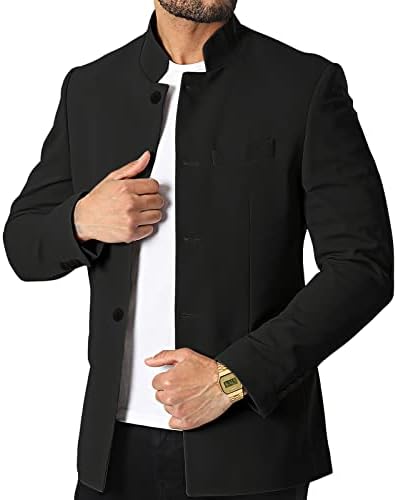 THWEI Mens Casual Suit Blazer Jackets Stand Collar Business Sport Sport