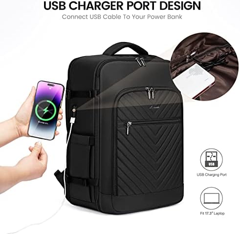 Backpack de viagens LoveVook, Voo de Mochila Continuação aprovada com bolsa de higiene pessoal, Laptop Expandível Laptop Backpack