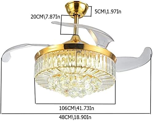 Candelier de fã de Xiwalai Chandelier de 3 velocidades de iluminação retrátil, ventilador de teto com 4 lâminas, cronometrado,