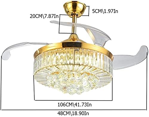 Candelier de fã de Xiwalai Chandelier de 3 velocidades de iluminação retrátil, ventilador de teto com 4 lâminas, cronometrado, tricolor, ventilador de pendente retrô para cozinha, sala de jantar, sala de estar