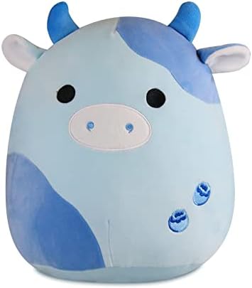Bisceolife Brinquedo de travesseiro de pelúcia de vaca fofa, bluus de vaca de mirtilo animais de pelúcia fáceis de transportar,