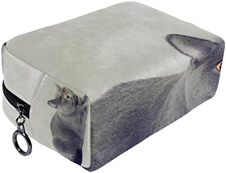 TBOUOBT Sacos cosméticos para mulheres, Bolsa de maquiagem Acessórios de bolsas de higiene pessoal de viagem Organizador, Animal Cat Grey