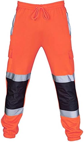 Wenkomg1 Pants de trabalho para homens, oi vis Vis Reflexive Neon Color Bottoms High Visibility Troushers for Men