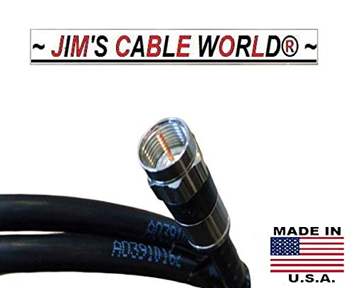 Jims Cable World 6 Black Digital HD Qualidade 75 Ohm RG-6 Tri-Shield Cabo coaxial criado e feito nos EUA