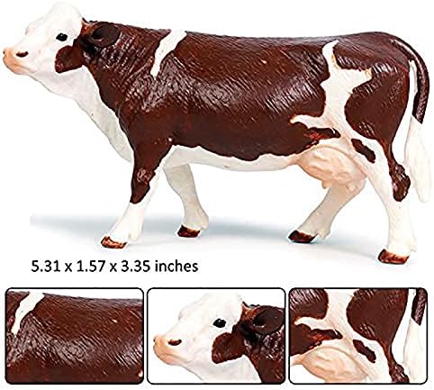 Figura de gado simmental de gado simulado de gado de hiawbon figuras de vaca de vaca de plástico realista, conjunto de 4