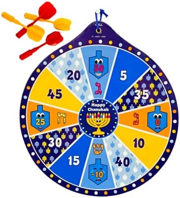 Rito Lite Chanukah Dart Game, 9,75 polegadas - vem com 4 dardos magnéticos - presente de chanukah perfeito para amigos e familiares Hanukkah Game