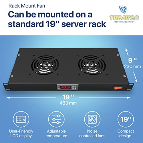 Rack Mount Fil - 2 Sistema de resfriamento de servidor de ventilador - Painel de gabinete de montagem de 1u 19 Sensor de controle