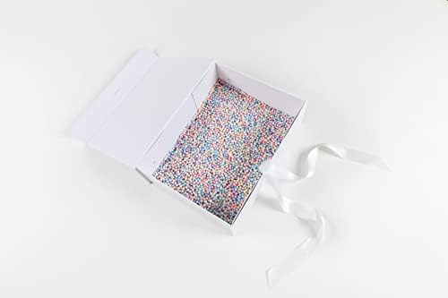 Caixa de presente de luxo branca unboxme - 10,5x 8,5 x 4,2 polegadas com fita de cetim | Caixa de acabamento texturizada